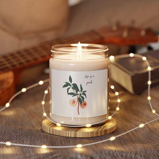 Peach Grove Soy Candle — 9oz Scented Jar ("Life is a peach")