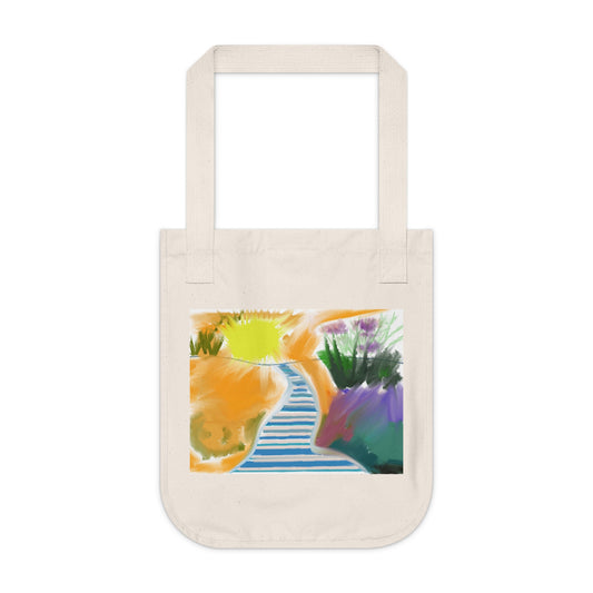 Sunset Path Canvas Tote — Colorful Abstract Beach Scene Tote Bag