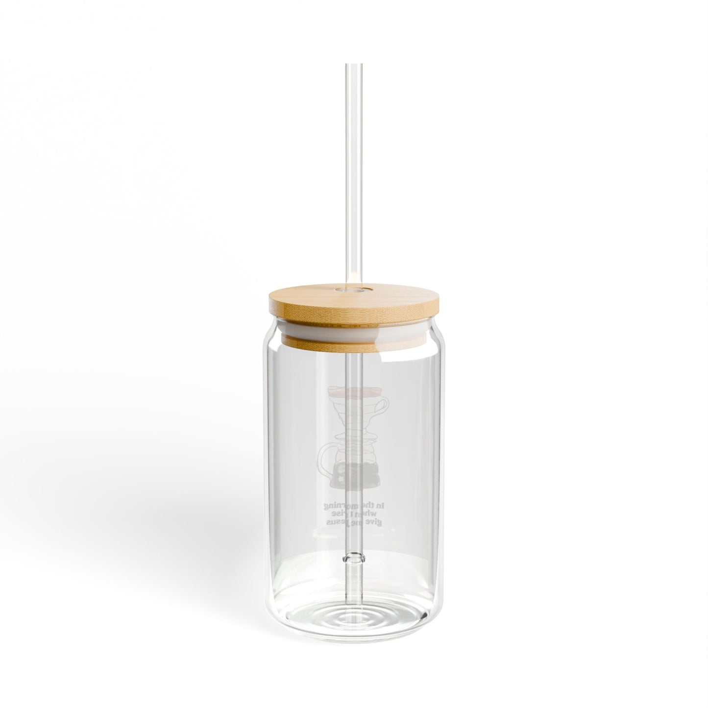 Pour-Over Coffee Sipper Glass with Bamboo Lid – 16oz Reusable Straw Tumbler