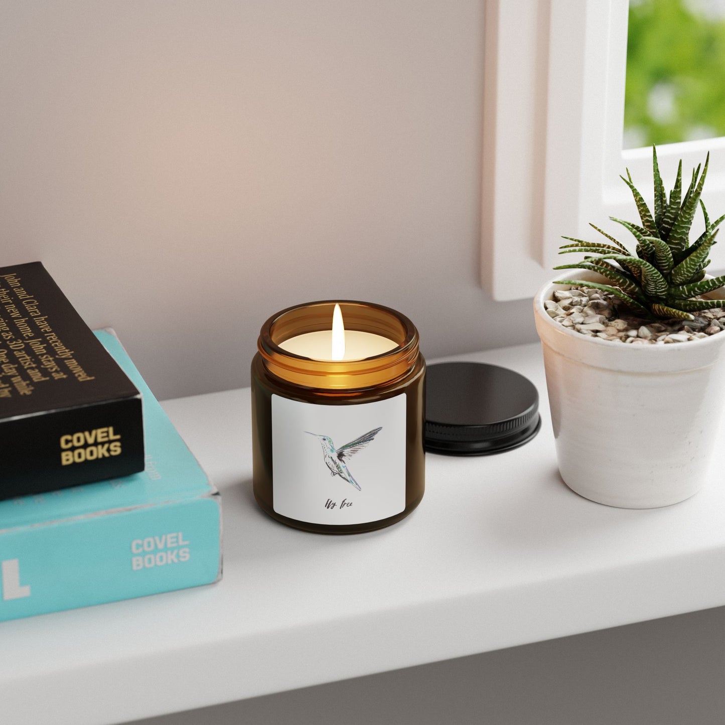 Hummingbird Soy Candle — Amber Jar Scented Candle (Multi-Size)