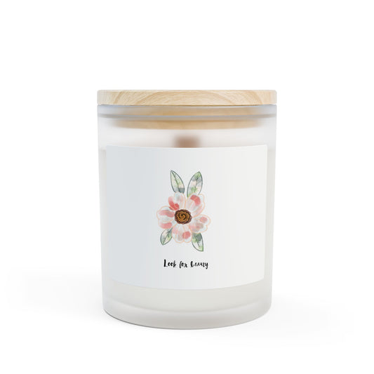 Frosted Glass Candle — Floral Watercolor "Look You Bloom" Scented Candle, 11 oz