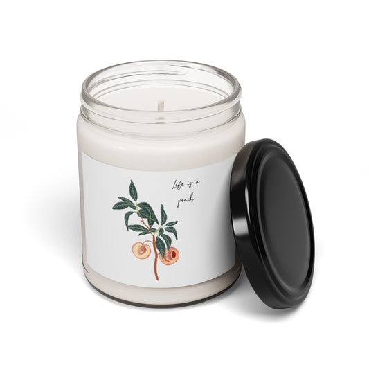 Peach Grove Soy Candle — 9oz Scented Jar ("Life is a peach")