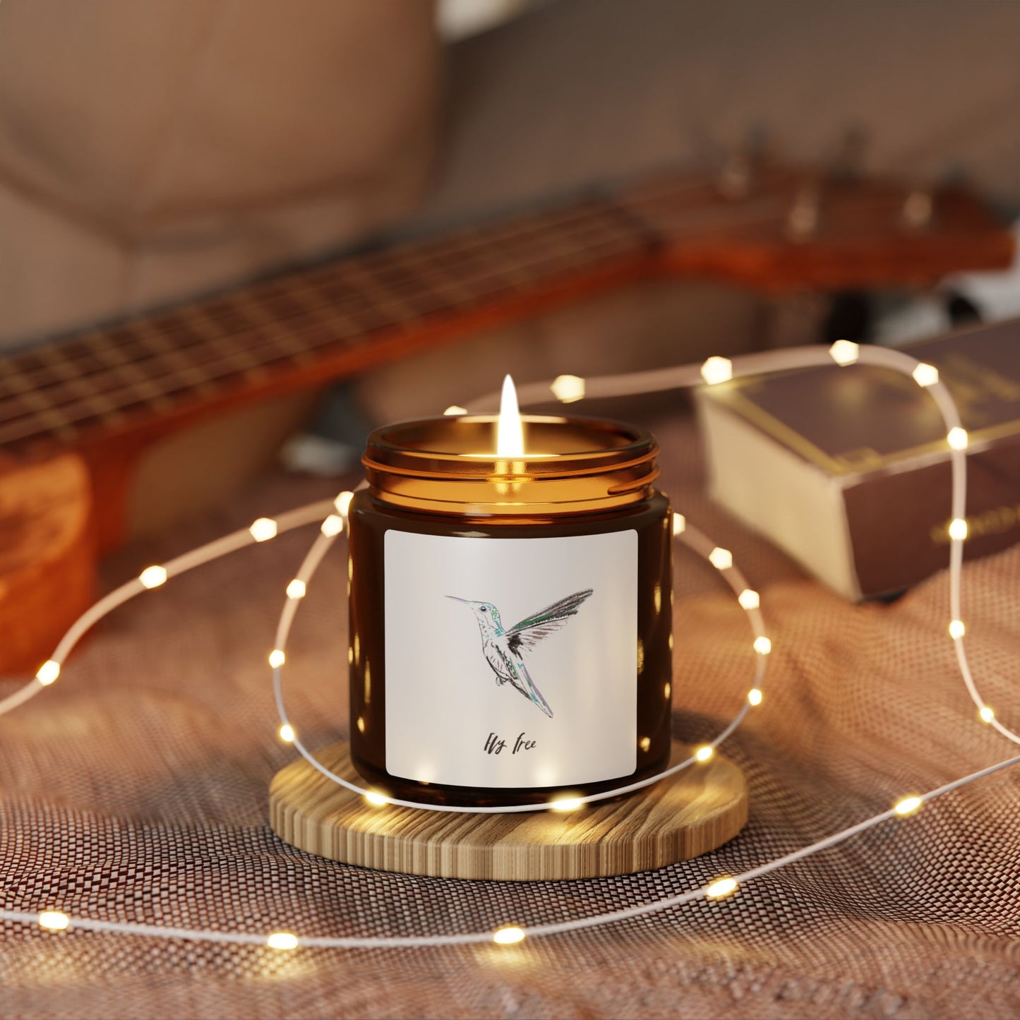 Hummingbird Soy Candle — Amber Jar Scented Candle (Multi-Size)